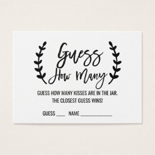 Chic White Black Guess How Many Kisses Game Cards