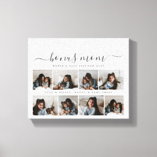 Chic White Black Script Photo Stepmom Mothers Day Canvas Print