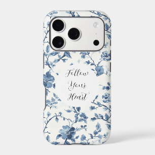 Chic White Blue Floral