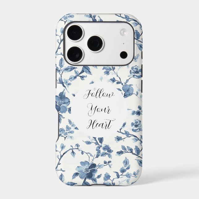 Chic White Blue Floral   (Back)