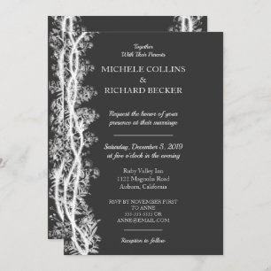 Chic White Botanical Border Wedding Invitation