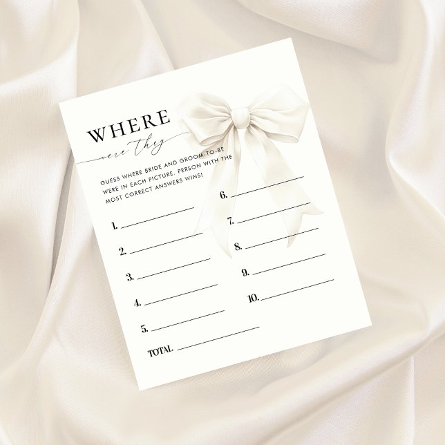 Chic White Bow Where Were They Bridal Shower Game (Creator Uploaded)