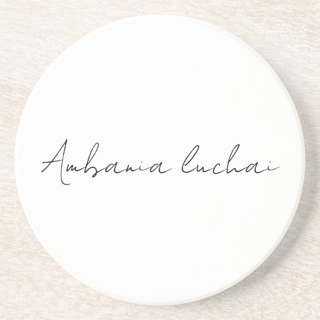 Chic White Calligraphy Professional Creative Coast Coaster (Front)