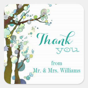 Chic White Country Wedding Thank You Square Sticker