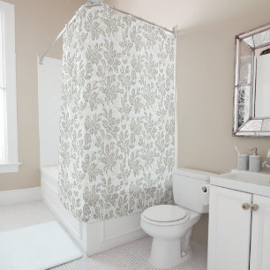 Chic White Cream Floral Shower Curtain