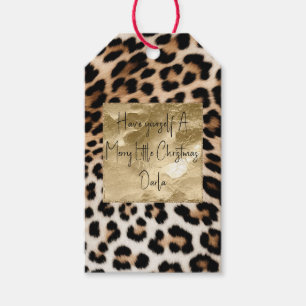Chic White Cream Leopard Gold Glitter Gift Tags
