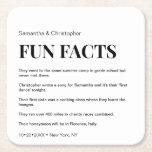 Chic White custom fun fact list Wedding  Square Paper Coaster<br><div class="desc">Introducing our Chic White Custom Fun Fact List Wedding Square Paper Coaster, a unique and delightful way to elevate your wedding coasters and add a touch of fun and personality to your special day. These coasters offer a fantastic opportunity to personalise the wedding experience with a list of fun facts...</div>