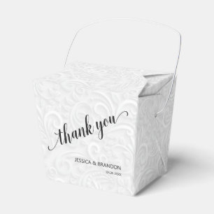 Chic White Filigree Wedding Thank You Favour Box