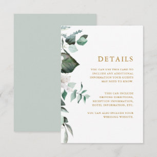 Chic White Floral Guest Information Enclosure Card