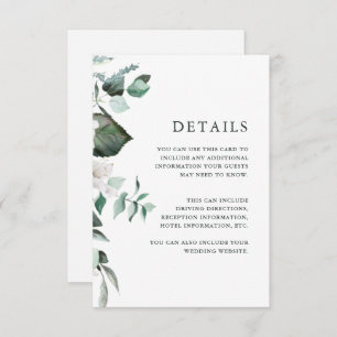 Chic White Floral Guest Information Enclosure Card