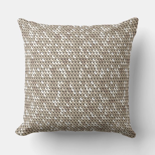 Chic White Gold Faux Sequins Graphic Print Cushion (Front)