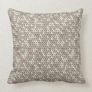 Chic White Gold Faux Sequins Graphic Print Cushion