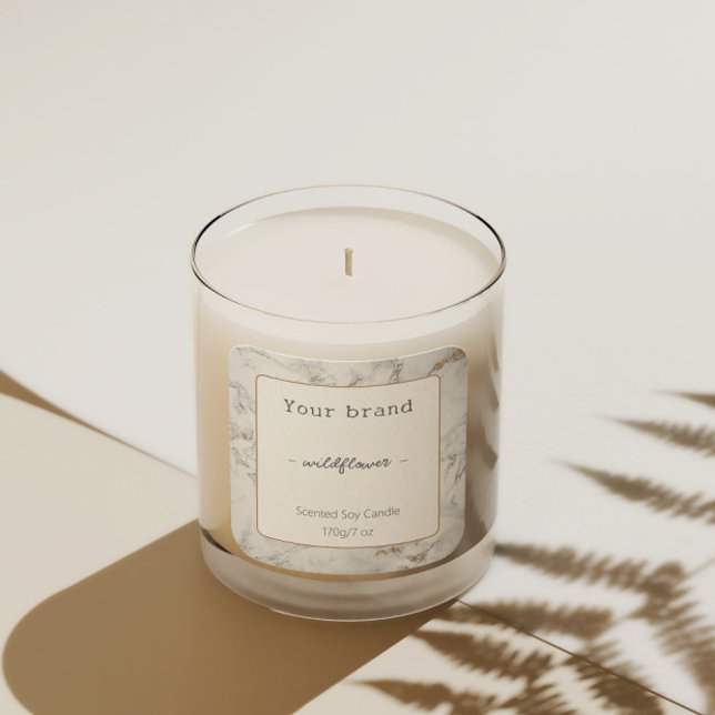 Chic White Gold Grey Marble Candle Product Label (Creator Uploaded)