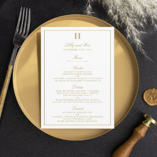Chic White & Gold Wedding Menu Template