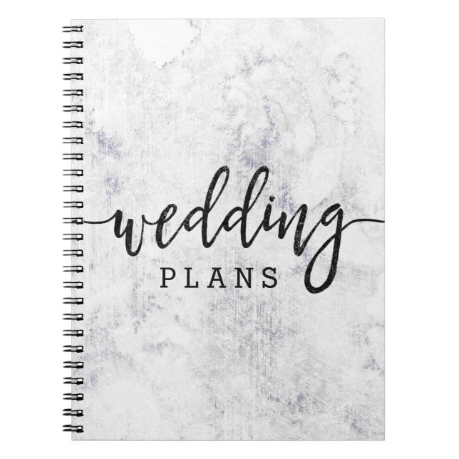 Chic White & Grey Marble Wedding Planner Notebook (Front)