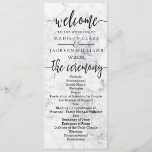 Chic White & Grey Marble Wedding Program