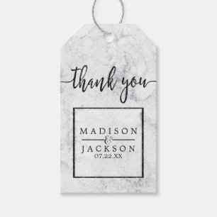 Chic White & Grey Marble Wedding Thank You Gift Tags