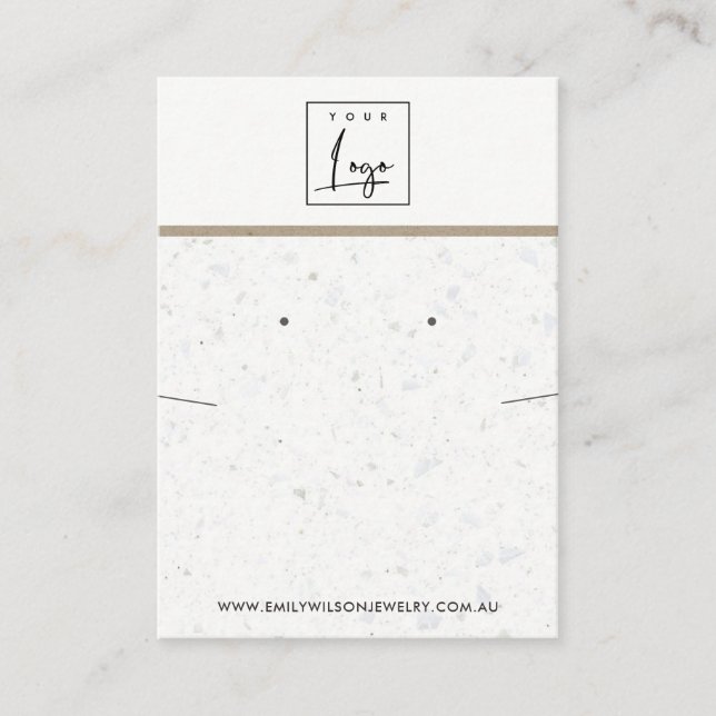 CHIC WHITE GREY TERRAZZO NECKLACE EARRING DISPLAY BUSINESS CARD (Front)