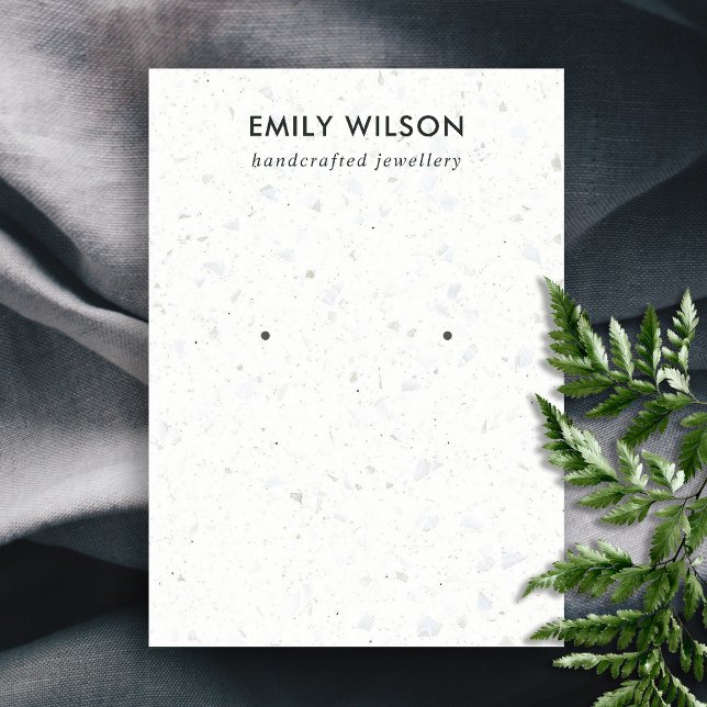 CHIC WHITE GREY TERRAZZO STUD EARRING DISPLAY CARD (Creator Uploaded)