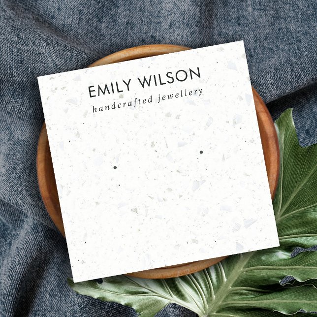 CHIC WHITE GREY TERRAZZO STUD EARRING DISPLAY CARD (Creator Uploaded)