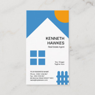 Chic White House Orange Sun Picket Fence Realtor Business Card