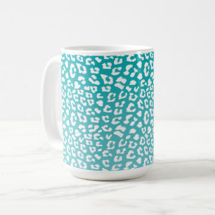 Chic White Leopard Spots on Turquoise Coffee Mug