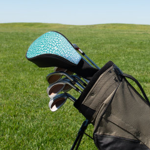 Chic White Leopard Spots on Turquoise Golf Head Cover