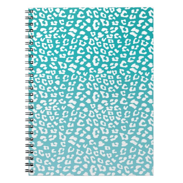 Chic White Leopard Spots on Turquoise Notebook (Front)