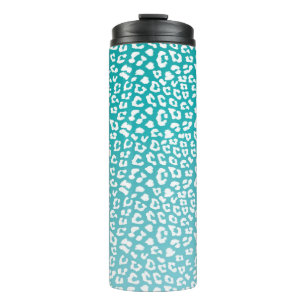 Chic White Leopard Spots on Turquoise Thermal Tumbler