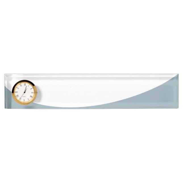 Chic White Light Slate Flowing Bottom Curve Clock Nameplate (Front)