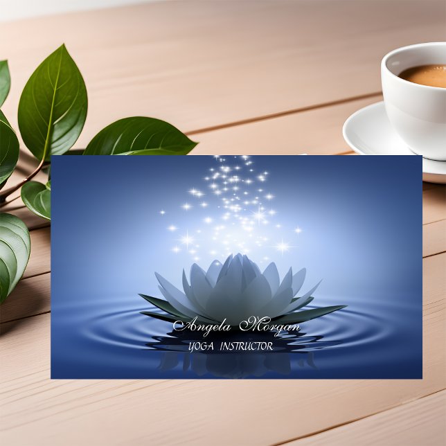 Chic White Lotus Blue Business Card (Creator Uploaded)