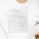Chic White Marble Personalised To-Do List Notepad<br><div class="desc">Personalise this chic to-do list notepad with a name and an additional line of custom text (shown with "important things to do") in modern black lettering on a trendy pale grey and white veined marble background. Lined checklist notepad makes it easy to keep track of your important tasks in style....</div>