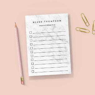 Chic White Marble Personalised To-Do List Post-it Notes