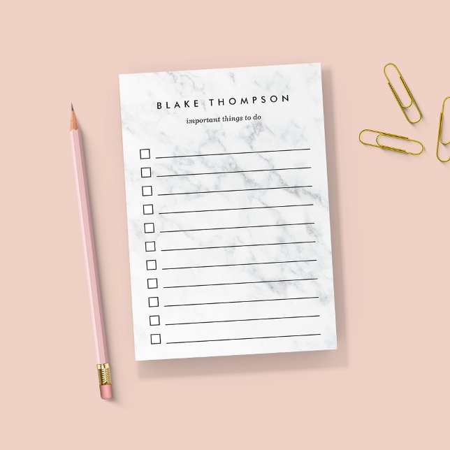 Chic White Marble Personalised To-Do List Post-it Notes (Creator Uploaded)