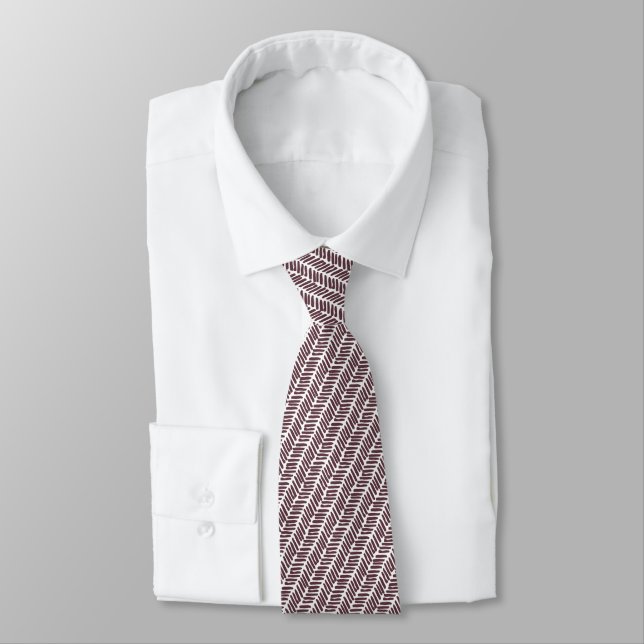 Chic White Merlot Wine Red Abstract Chevron Tie (Tied)