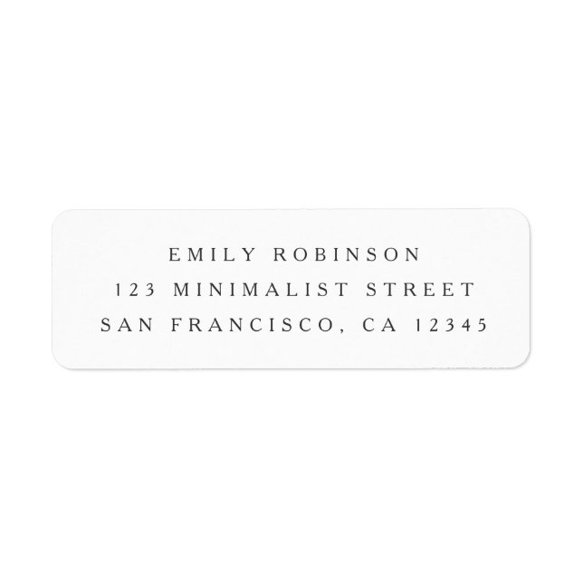 Chic white minimalist return address label (Front)
