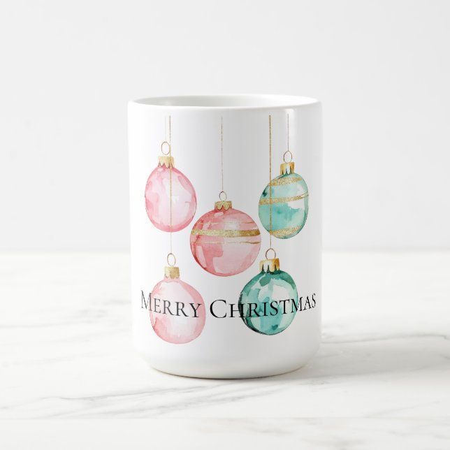 Chic White Mint Pink Gold Christmas Ornaments Coffee Mug (Center)
