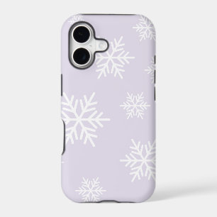 Chic White Nordic Snowflakes On Pastel Purple