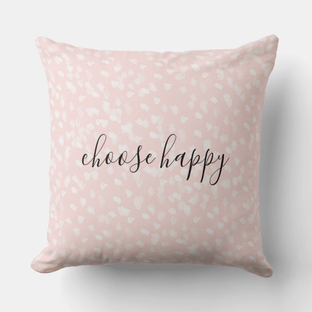 Chic White Pink Spots Cushion (Front)