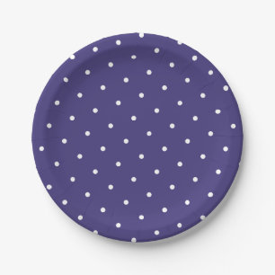 Chic White Polka Dot Purple Violet Paper Plate
