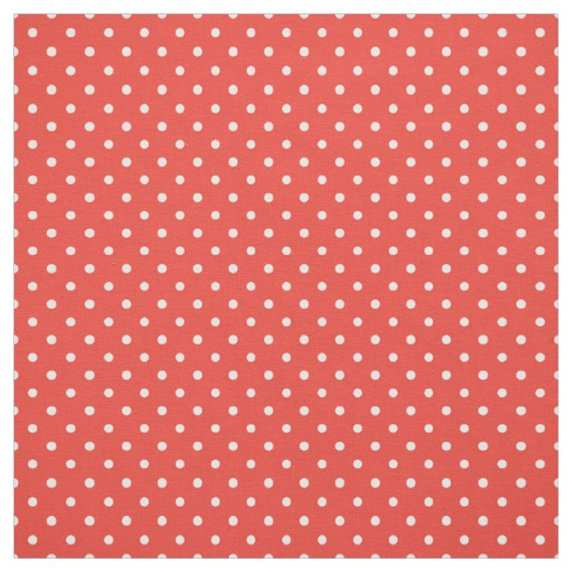Chic White Polka Dots on Bright Red Pattern Fabric (Swatch)