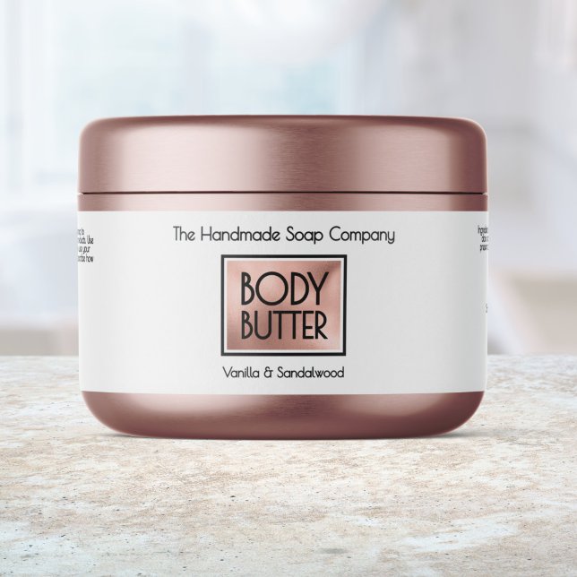 Chic White, Rose Gold, Black Body Butter Jar label (Creator Uploaded)