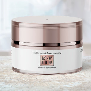 Chic White Rose Gold Body Butter Jar Label 