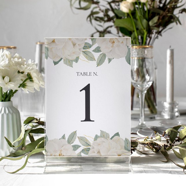 CHIC WHITE ROSES Personalised Table Number (Creator Uploaded)