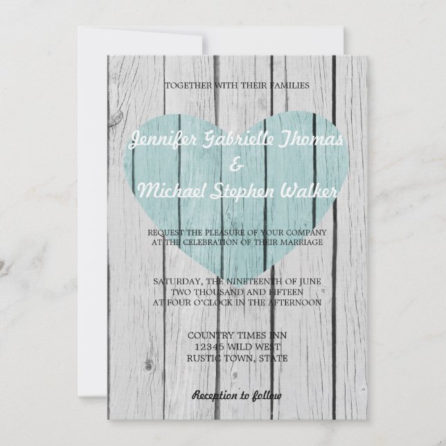 Chic White Rustic Wood Invitation (Front)