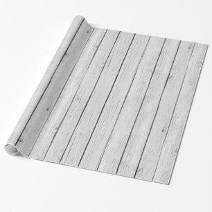 Chic White Rustic Wood Wrapping Paper