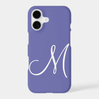 Chic White Script Initial Periwinkle