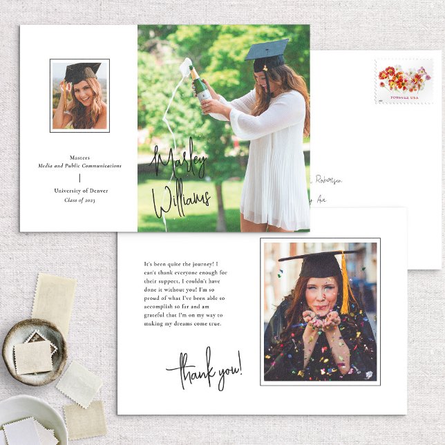 Chic White Signature Graduation Announcement (Creator Uploaded)
