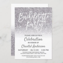 Chic White Silver Faux Glitter Ombre Bachelorette