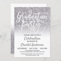 Chic White Silver Faux Glitter Ombre Graduation